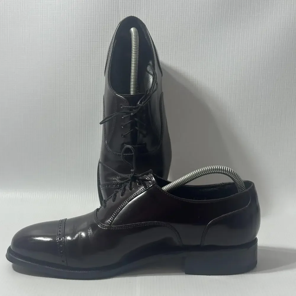 Florsheim Dress Shoes Mens Size 8 Burgundy Leather Cap Toe Oxford 17067-05